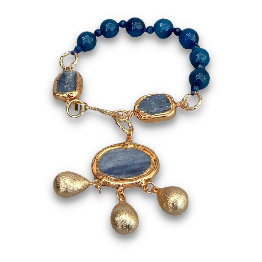 Bracelet en Cyanite et Agate bleue "Harmonie & Connaissance de soi"