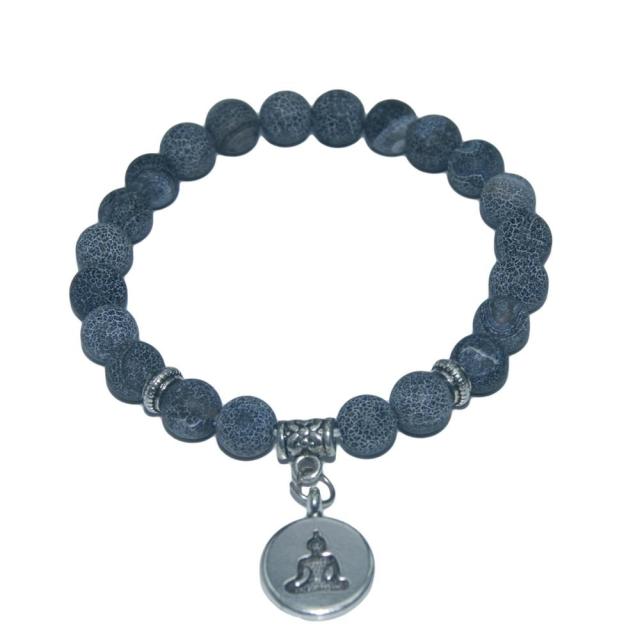 Bracelet Guérison en Agate noire "Persévérance & Protection" - Bouddha