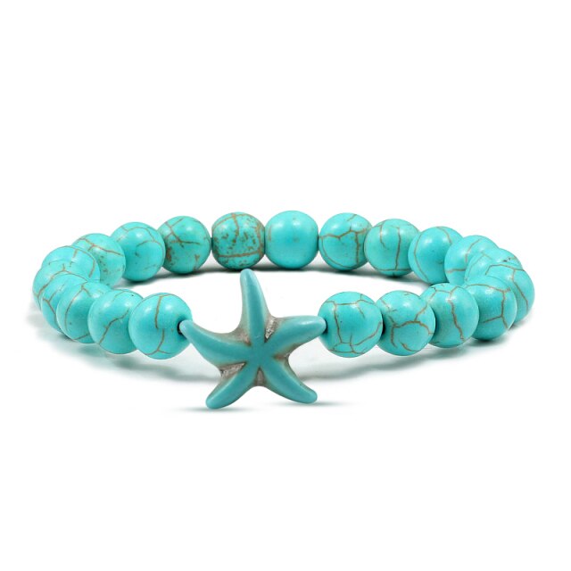 Bracelet en Turquoise bleue "Sérénité & Bien être" - Étoile de mer