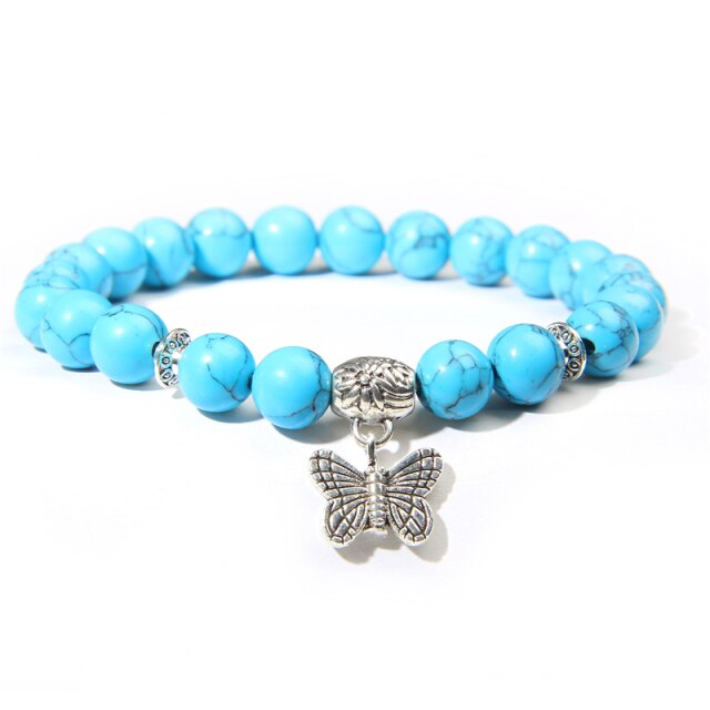 Bracelet en Turquoise bleue "Sérénité & Bien être" - Papillon