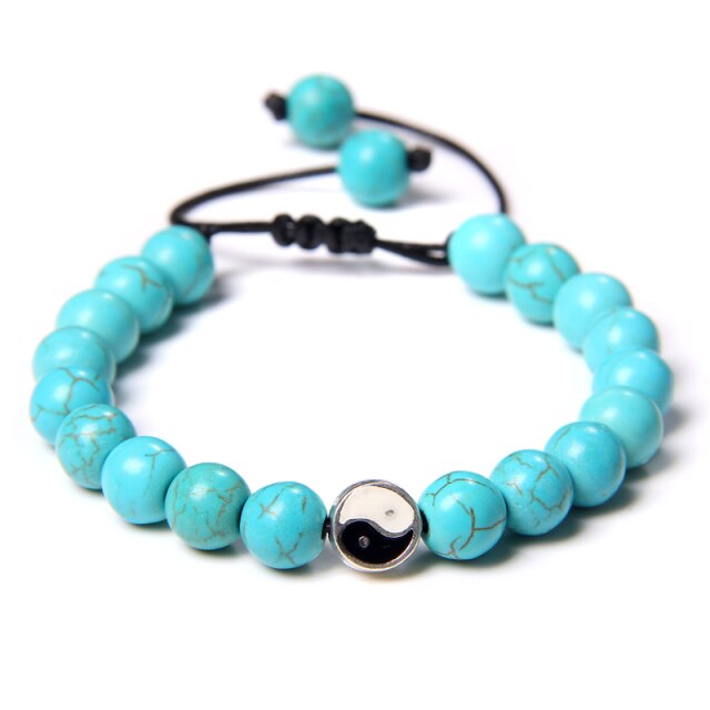 Bracelet en Turquoise bleue "Sérénité & Bien être" - Yin & Yang